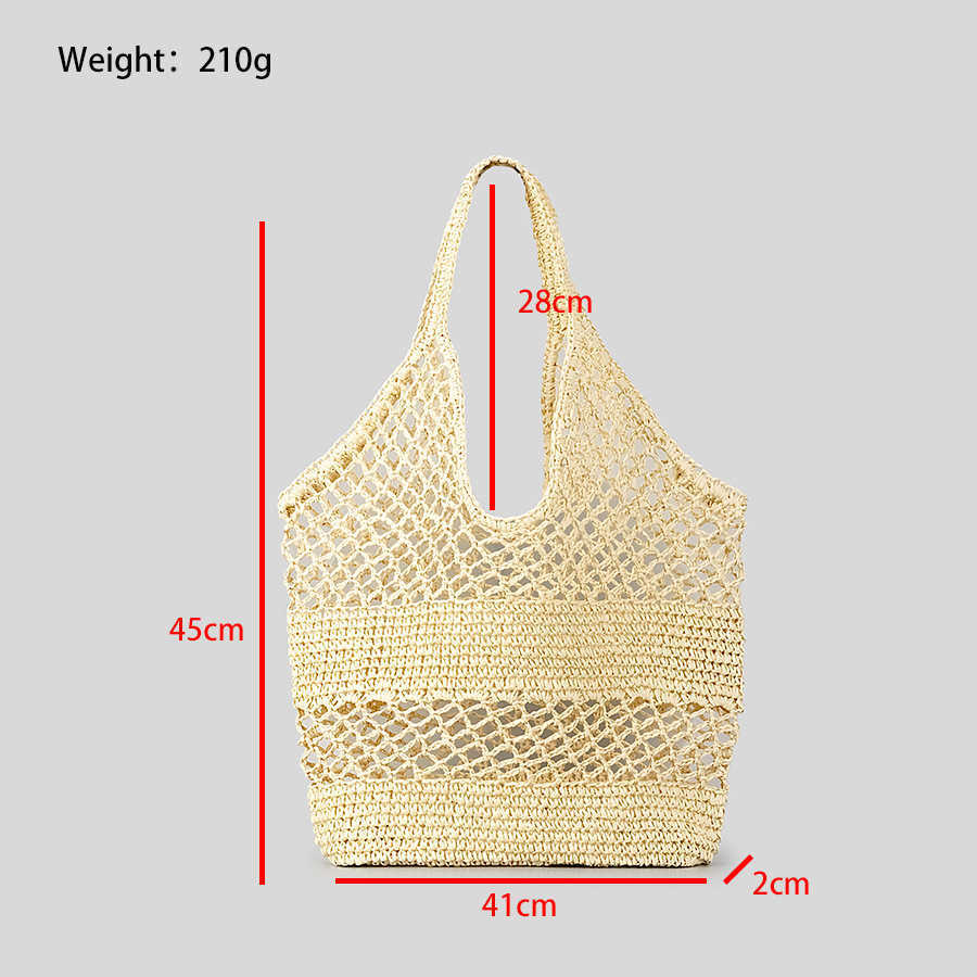 Swobodne puste słomki torebki na ramiona papierowe torebki lady ręcznie robione letnia plaża duża torba