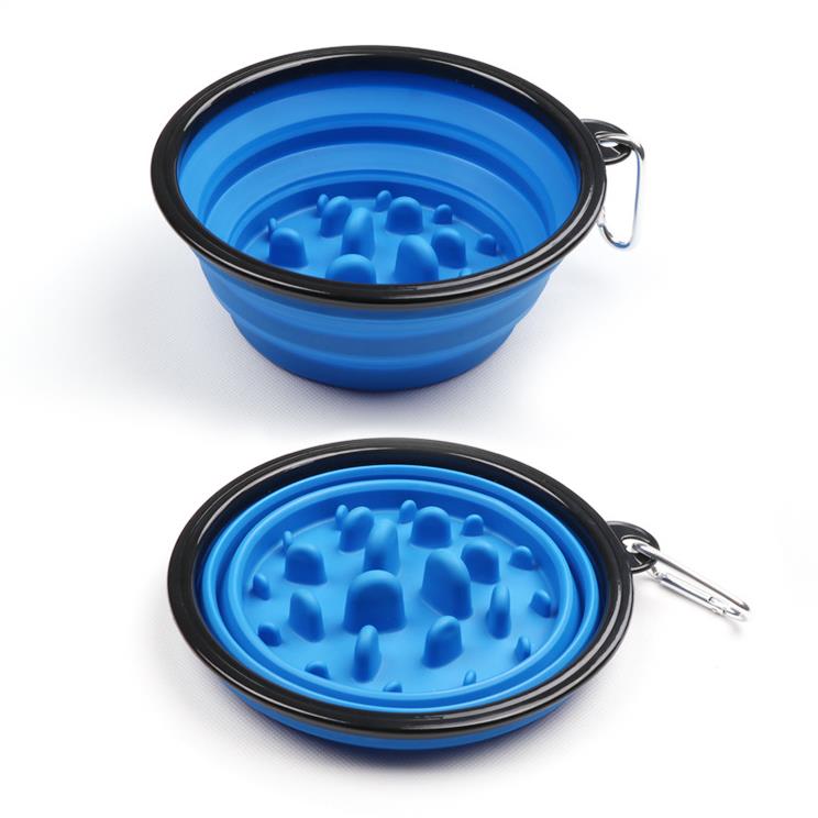 Travel Collapsible Dog Cat Feeding Bowl Slow Feeder Pet Water Dish Feeder Foldable Choke Bowl With Hook Slow Food Bowl SN5122