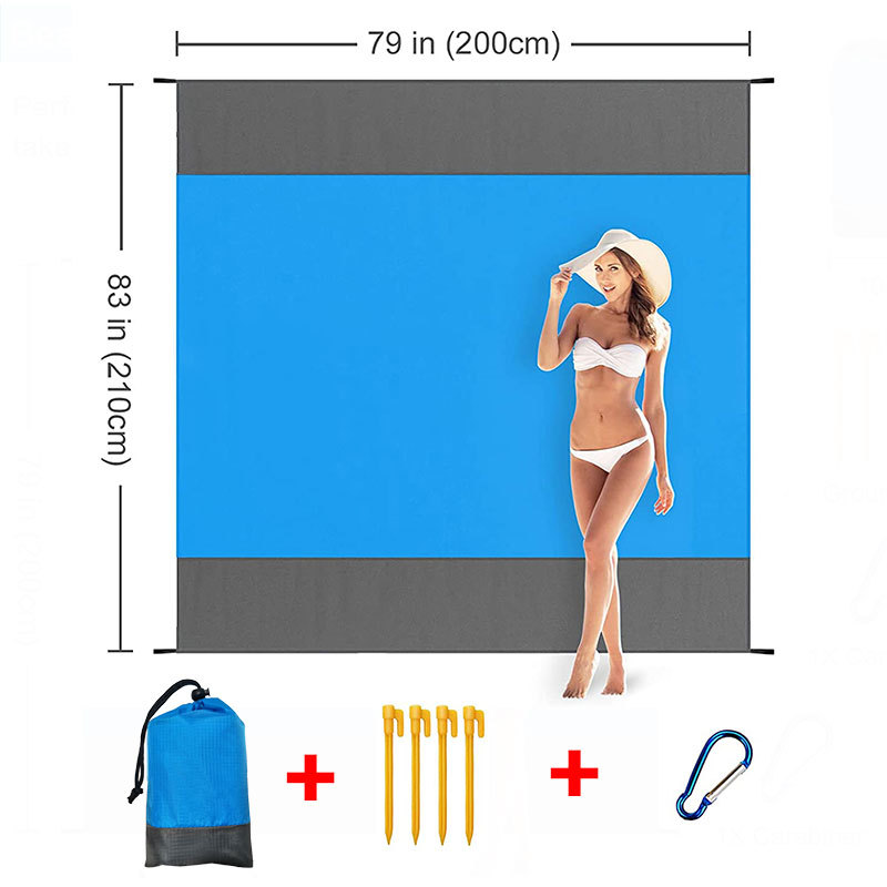 79*83 tum bärbar strandfilt strandmatta vattentäta festförsörjningar sandbeständig fick strandmatta picknick filt lättvikt camping filt