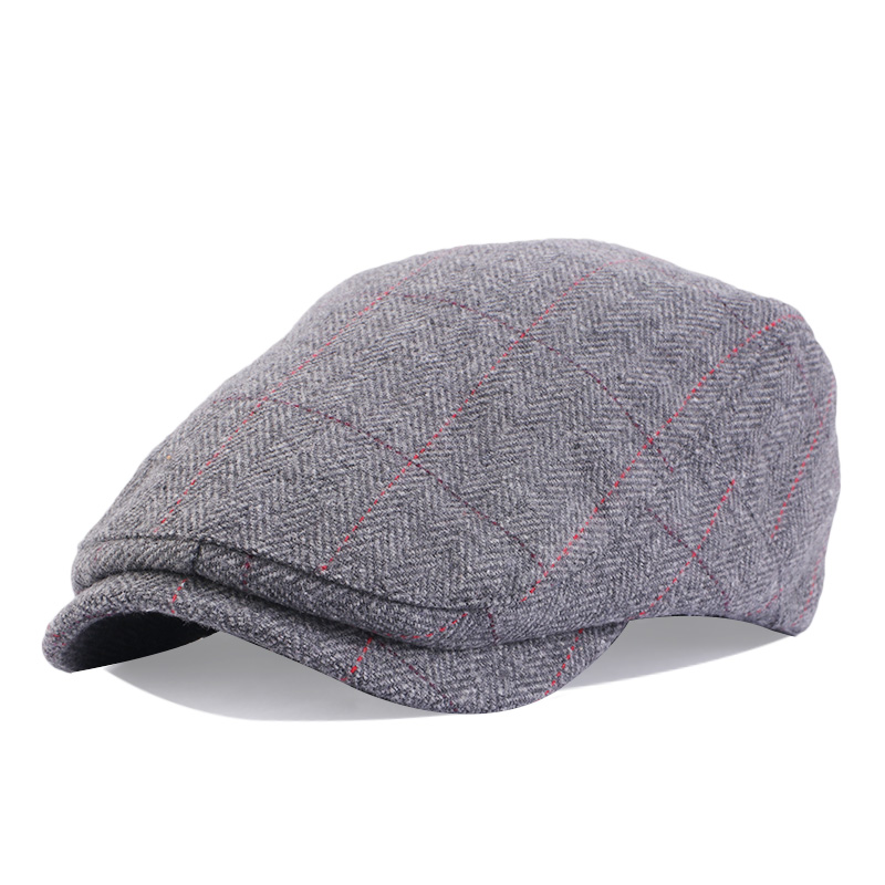 New Men Classic Plaid Stripe Newsboy Cap Winter Wool Blend Flat Ivy Vintage Gatsbay Hat Irish Outdoor Cabbie Beret Painter Ha