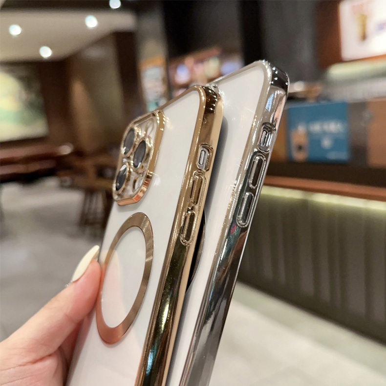 Новый роскошный прозрачный гальванический чехол Magsafe для iPhone 14 13 12 11 Pro Max Plus, мягкий защитный чехол для беспроводного зарядного устройства