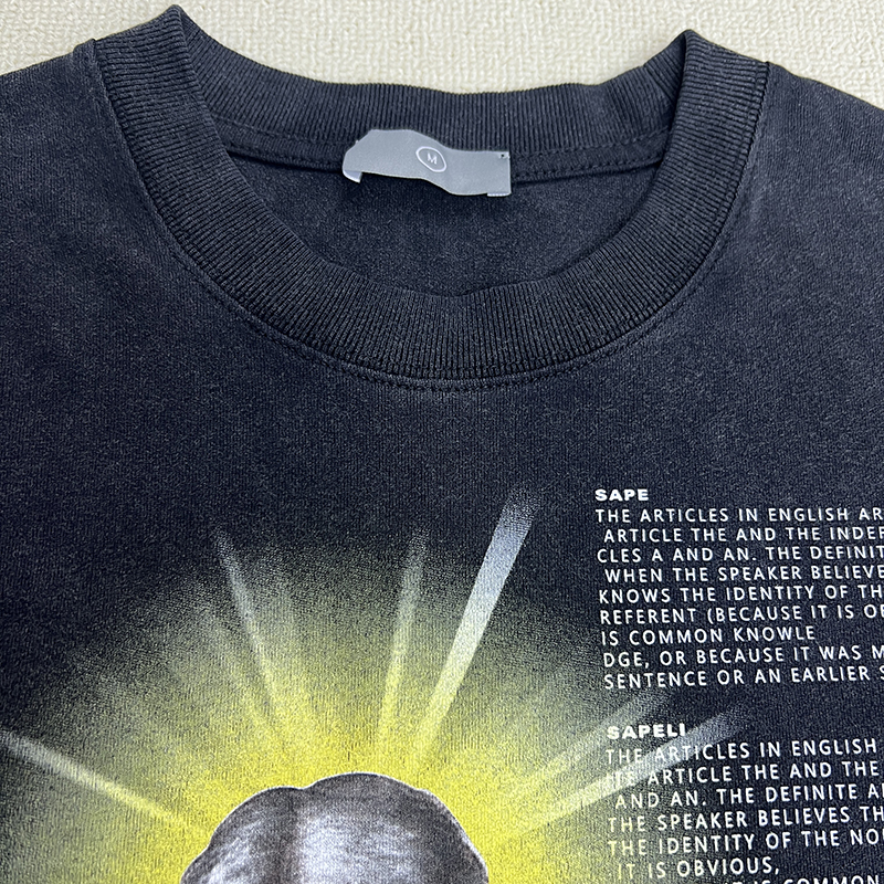 검은 티 T 셔츠 남성면 셔츠 의류 의류 반바지 소매 옷 위의 천사 인쇄 Tshirts 진짜 사진