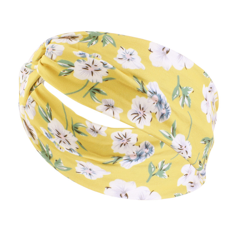 Nya sommarkvinnors vintage pannband Fashion Flower Print Boho Vintage Cross Turban Bandage Bandanas Hårband Hårtillbehör