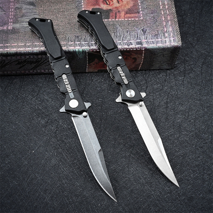 New C0215 20NQL Flipper Folding Knife 8Cr13Mov Black / White Stone Wash Blade Nylon Plus Glass Fiber Handle Outdoor EDC Pocket Knives