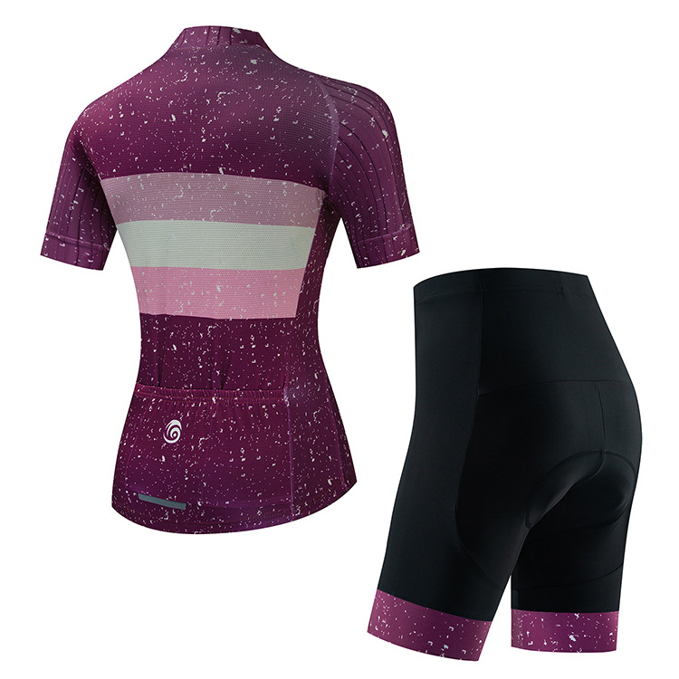 2024 Purple Pro Women Summer Cycling Jersey Set Short Sleeve Mountain Bike Cycling Clothing Breathable MTB Bicycle Clothes Wear Suit V8