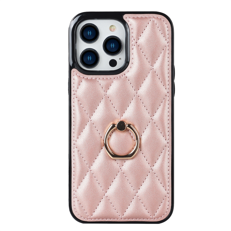 Funda de cuero para teléfono con soporte para iPhone 15 14 Pro Max 13 12 Mini 11 Pro XS Max 7 8 Plus XR con anillo, funda protectora delgada a prueba de golpes