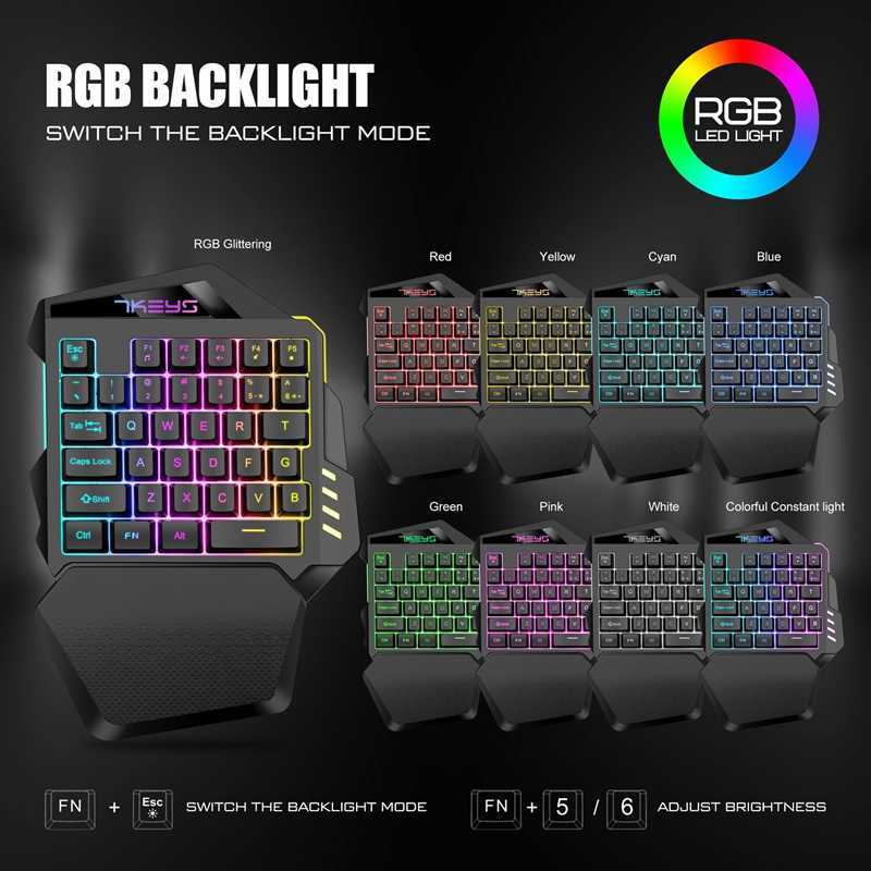 Keyboards One Hand Mechanical Wireless Gaming Keyboard RGB Backlit Portable Mini Keyboard Game Controller For PC PS4 Gamer T230215