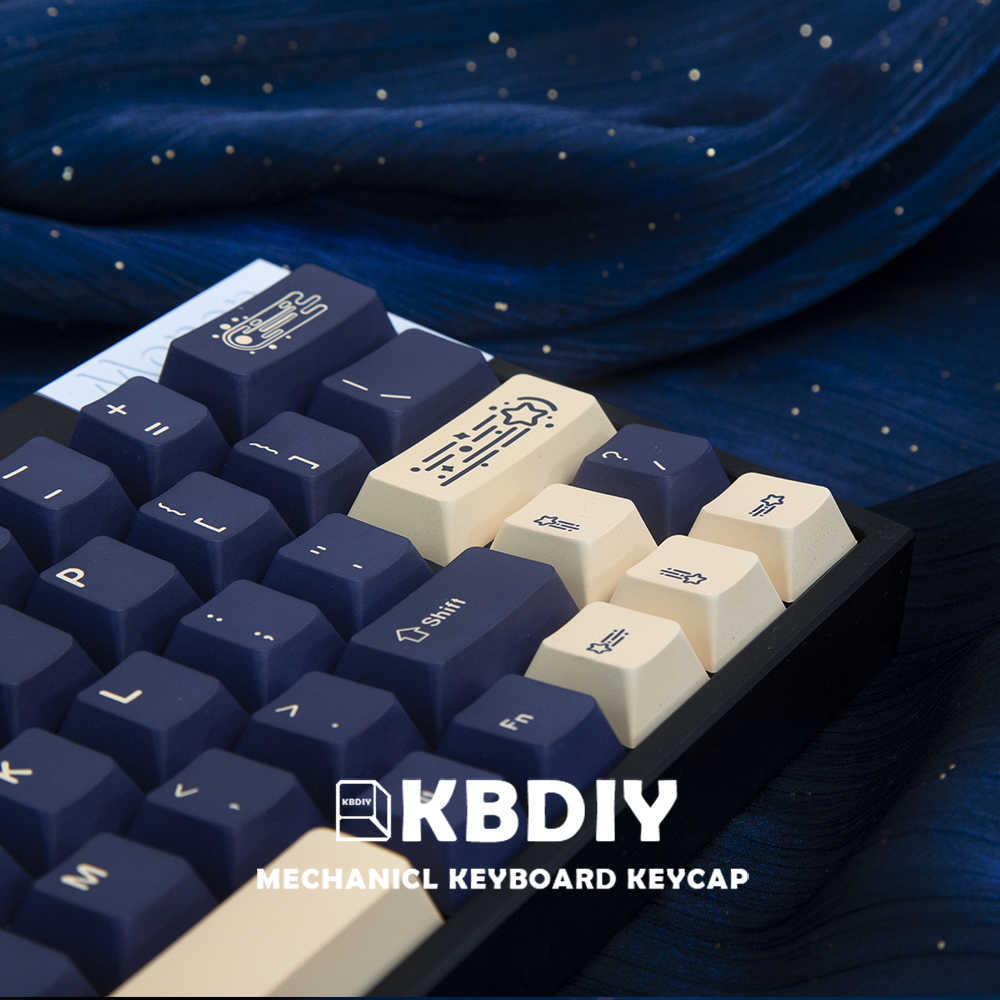 Tangentbord KBDIY 124 KEYS GMK STARGAZE CLONE PBT KeyCaps Cherry MX Profile Blue Yellow KeyCap för Mechanical Keyboard Custom Key Caps Set T230215