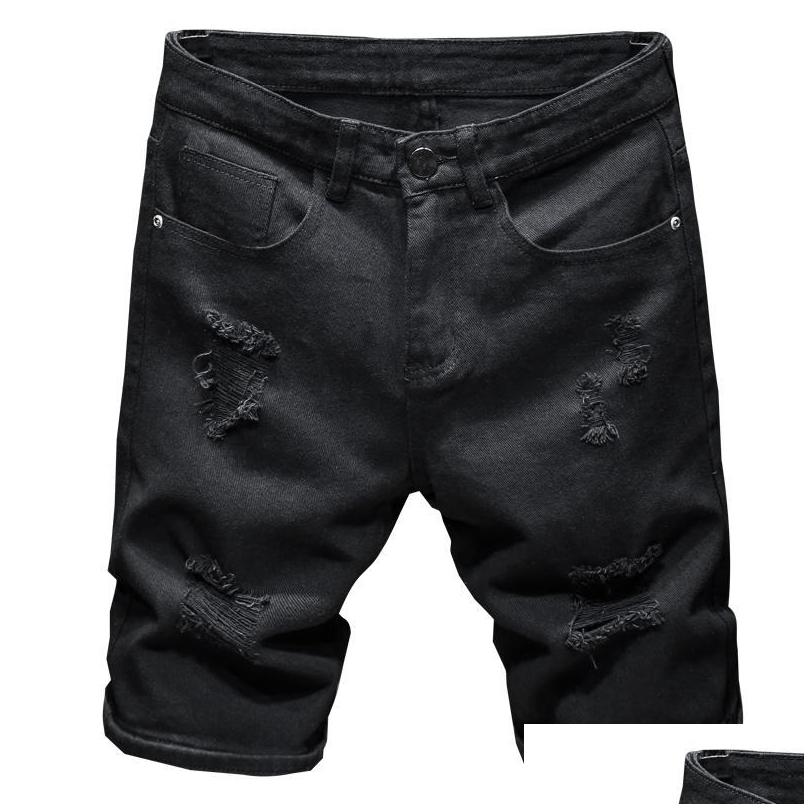 Herren Jeans Sommer reine weiße schwarze schwarze leichte leichte denim shorts klassische marke kleider junger mens schlank gerade lässige deli dhlfq