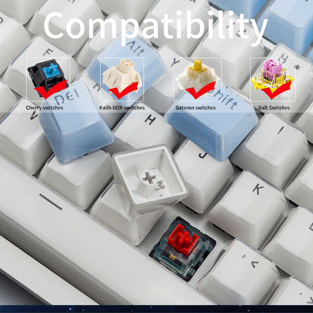 Klavyeler Süt mavisi 104 Buz Kristalleri Key Makin Seti PBT OEM Gateron/Cherry MX Anahtarı DIY MACHANICAL Klavye T230215