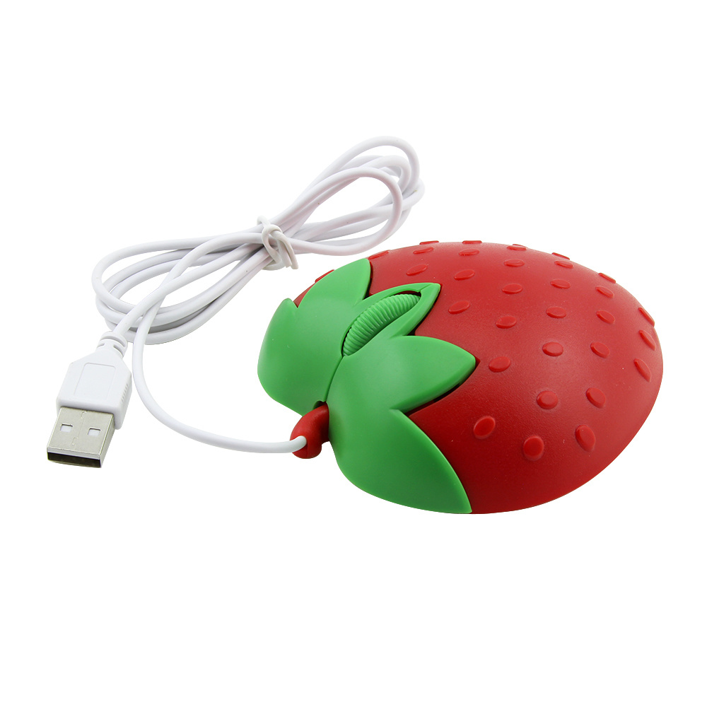 Wired Cute Mouse Cartoon Strawberry Mice Creative Ergonomic Mini 3D Mause USB Optical 800 DPI Computer Fruit Mice Girl Gifts For Laptop PC