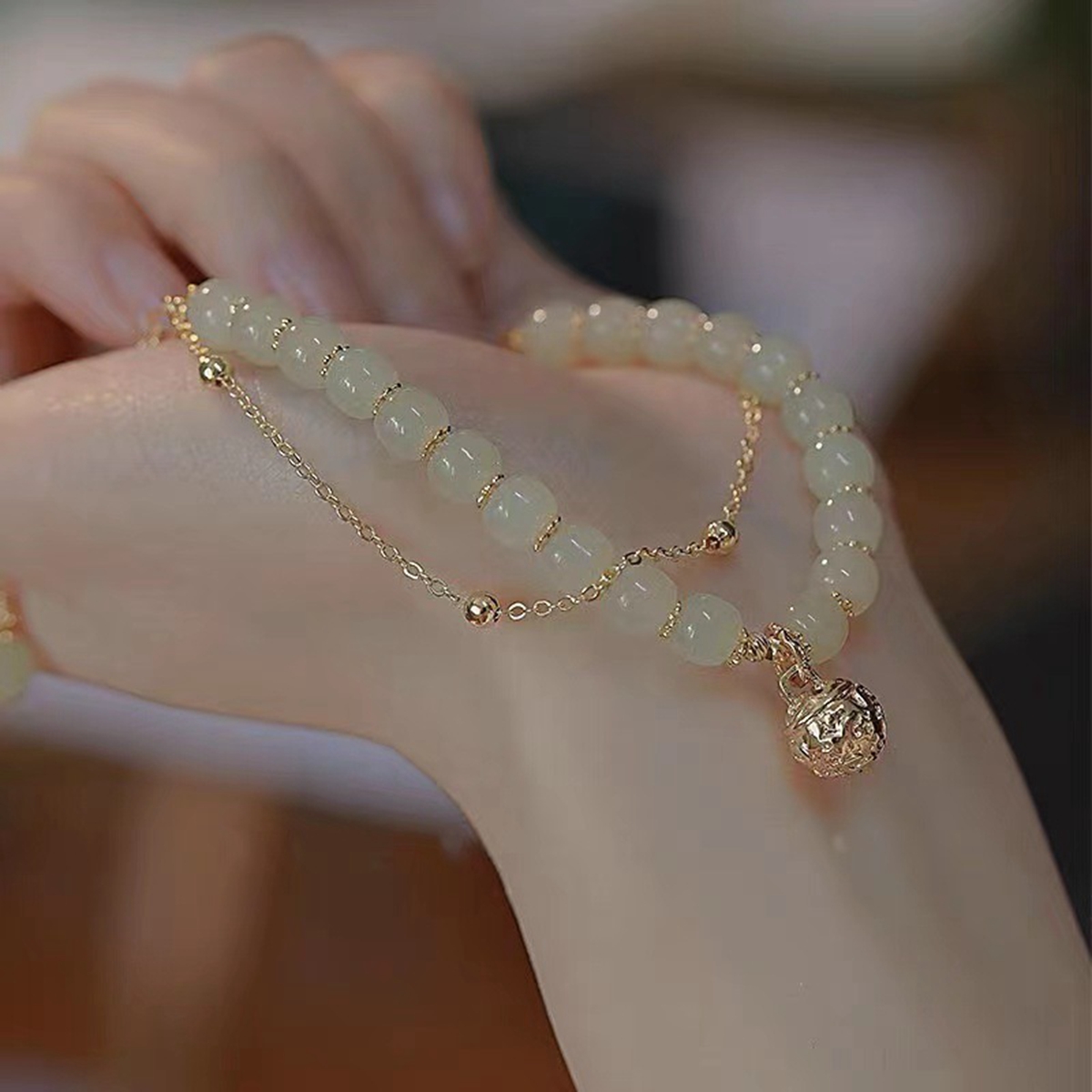 10 Stücke Chinesischen Stil Jade Kaninchen Segen Elastische Perlen Armband Für Frauen Charme Hase Tier Armreif Schmuck Geschenke