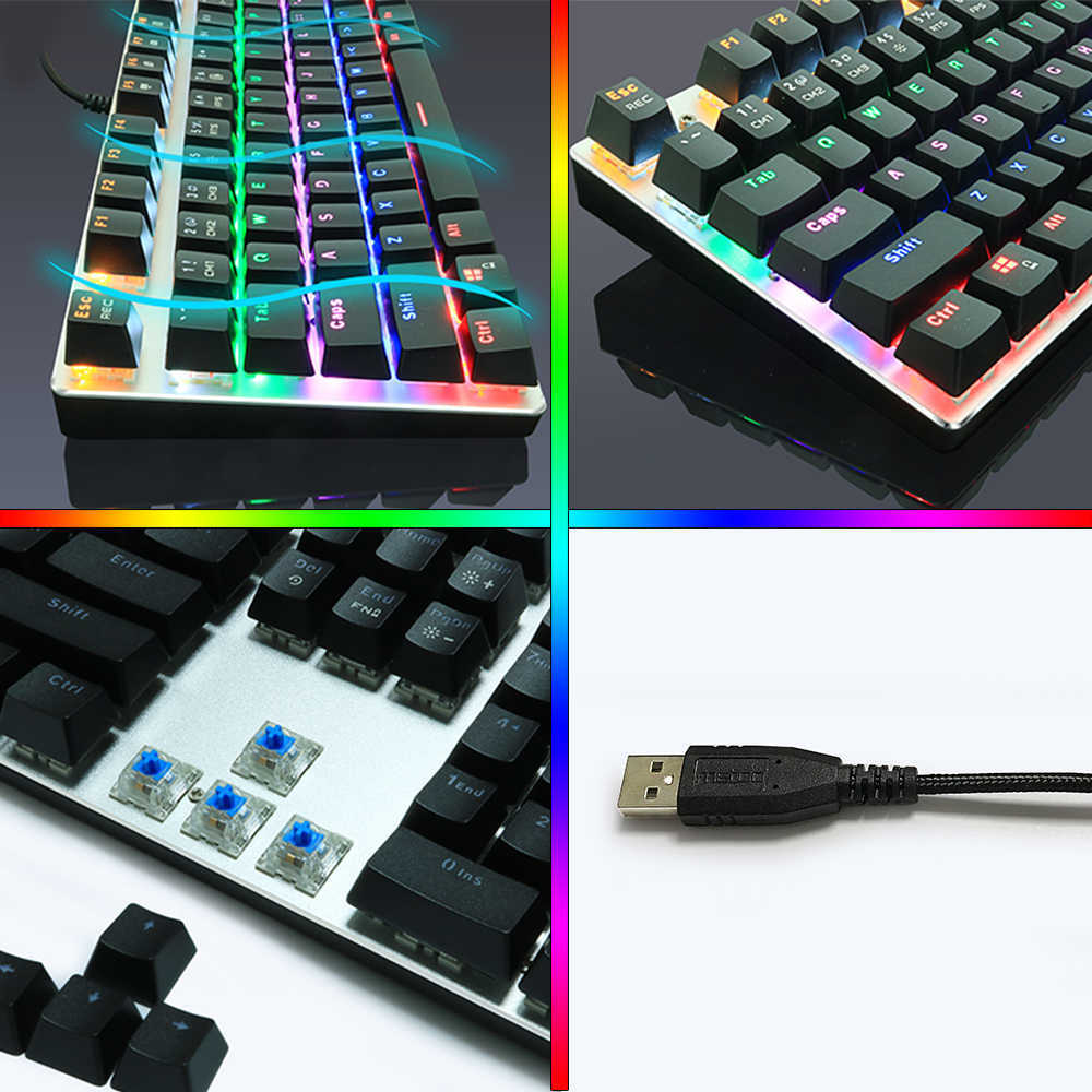 Tangentbord Metoo 87/104Keys Wired Gaming Mechanical Keyboard Russian/Spanish LED Backlight for Gamer Laptop Computer T230215