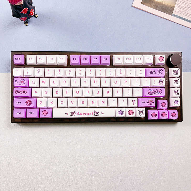 Клавиатуры 126 Ключи Японской аниме Тема Purple Creative Keycap PBT Dye-Sub XDA Профиль для MX Switch GK61 NT75 C64 Механическая клавиатура T230215