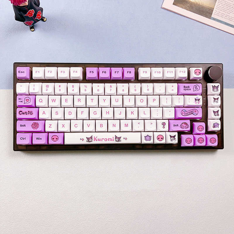 Keyboards 126 Keys Japanese Anime Theme Purple Creative Keycap PBT DYE-SUB XDA Profile For MX Switch GK61 NT75 C64 Mechanical Keyboard T230215