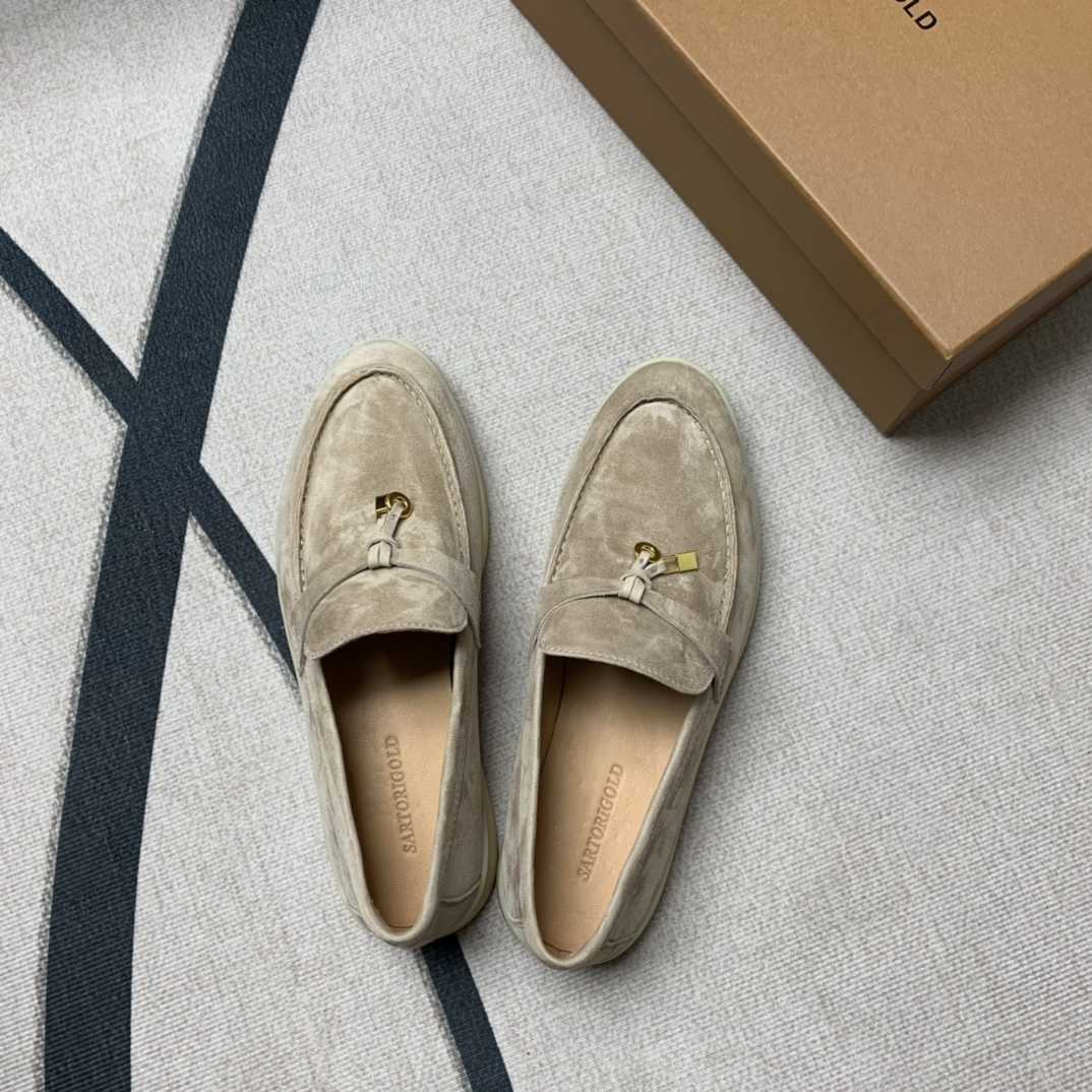 Desiner Loropiana schoenen online damesschoenen herfststijl lederen lp loafer schoenen zachte bodem Britse stijl casual schoenen