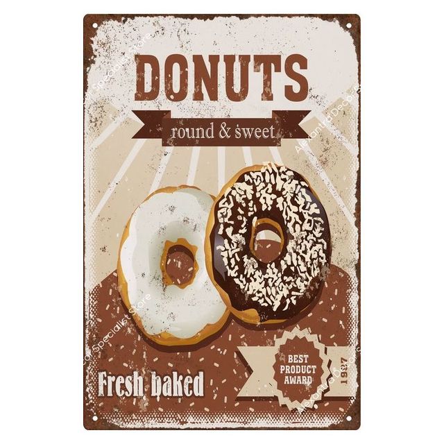 Cupcake Donuts tatlı vintage metal boyama teneke işaret duvar sanat retro poster pub bar fast food dükkanı dekor kahvaltı plak 20cmx30cm woo