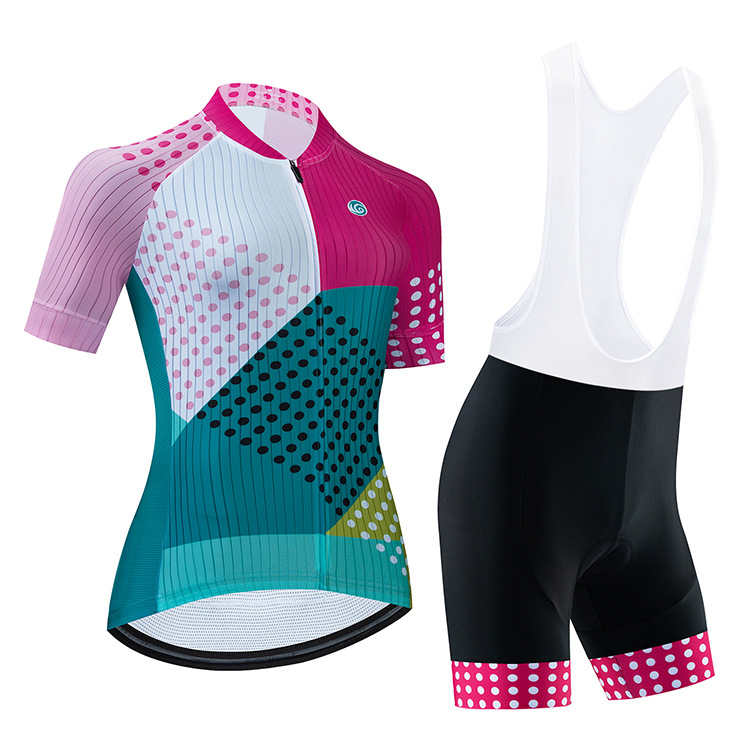 Pro Women Summer Cycling Jersey Set Short Sleeve Mountain Bike Cycling Clothing Breathable MTB Bicycle Clothes Wear Suit V8