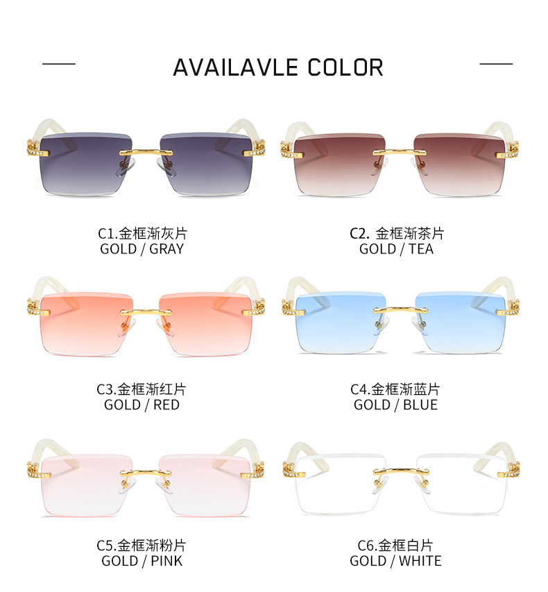 Luxury sunglasses women sunglasses carti rimless sunglasses diamond cut eyeglass buffalo horn Classic Vintage ladies Sunglasses with case carti glasses