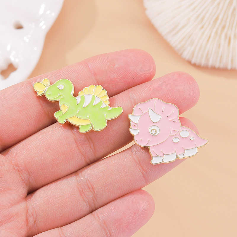 Alloy dinosaur series brooch cartoon color T-Rex shape paint badge