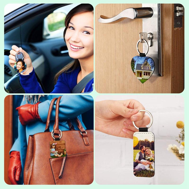 Sublimation Blanks Keychain PU Leather Keychain Heat Transfer Keychain Keyring Sublimation Keyrings DIY Craft