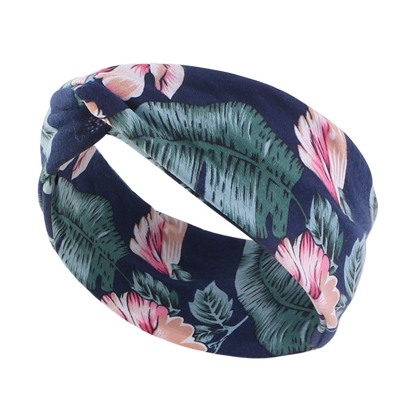 Nya sommarkvinnors vintage pannband Fashion Flower Print Boho Vintage Cross Turban Bandage Bandanas Hårband Hårtillbehör