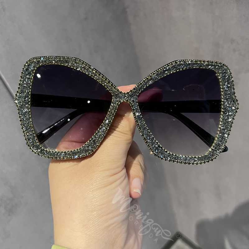 Okulary przeciwsłoneczne okulary przeciwsłoneczne kobiety 2022 Butterfly vintage luksusowe okulary przeciwsłoneczne Bling kamienie różowe okulary ochrona Uv400 Lunette de soleil femme g230214