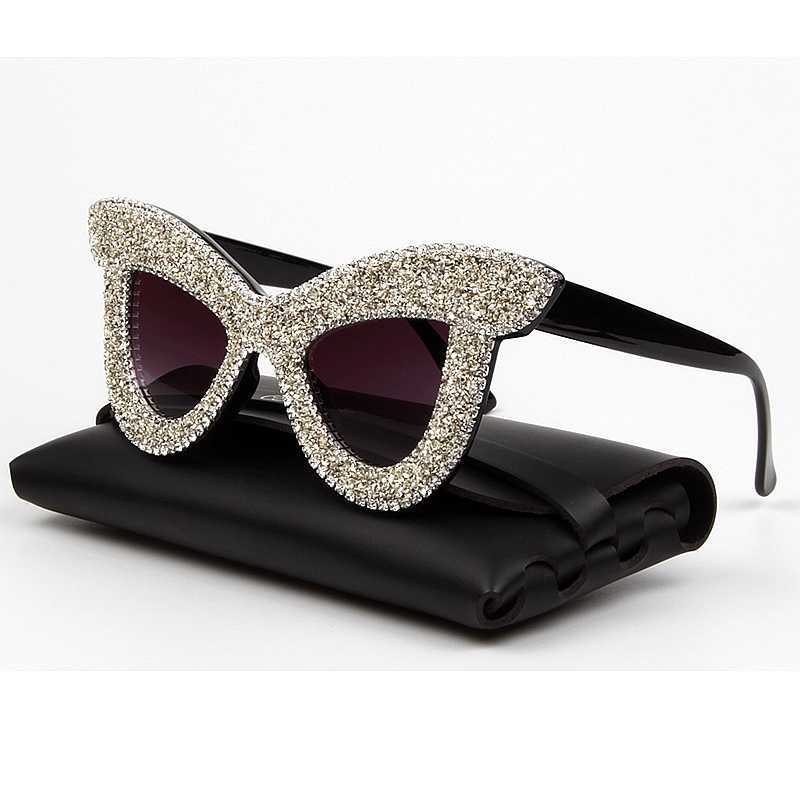 Okulary przeciwsłoneczne Sunglass Woman 2022 Luxury Rhinestone Cat Eye Ogrenowe okulary przeciwsłoneczne Luksusowe odcienie marki dla kobiet Oculos G230214