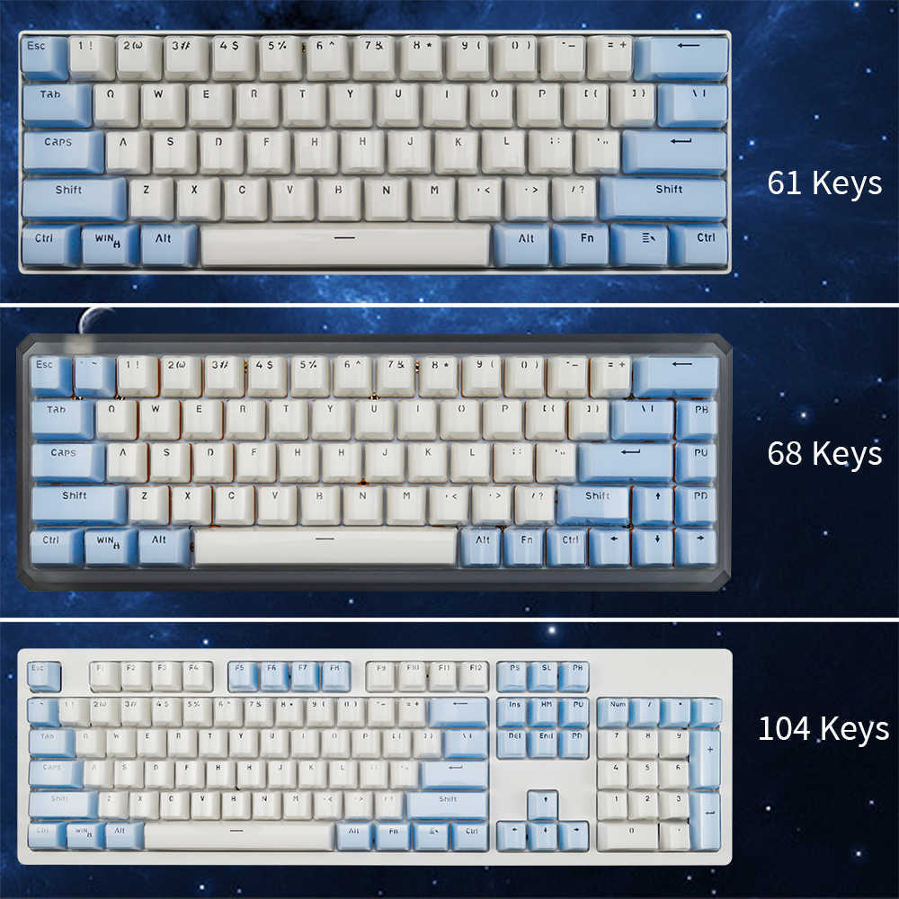 Claviers bleu lait 104 cristaux de glace ensemble de capuchons de touches Pbt Oem pour commutateur Gateron/Cherry Mx bricolage clavier mécanique T230215