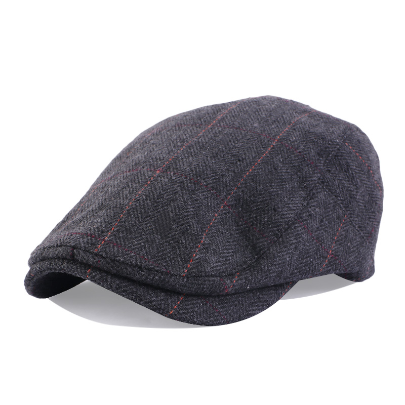 New Men Classic Plaid Stripe Newsboy Cap Mélange de laine d'hiver Flat Ivy Vintage Gatsbay Hat Irish Outdoor Cabbie Beret peintre Ha