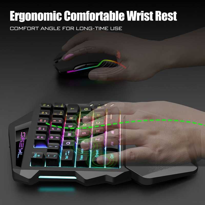 Keyboards One Hand Mechanical Wireless Gaming Keyboard RGB Backlit Portable Mini Keyboard Game Controller For PC PS4 Gamer T230215