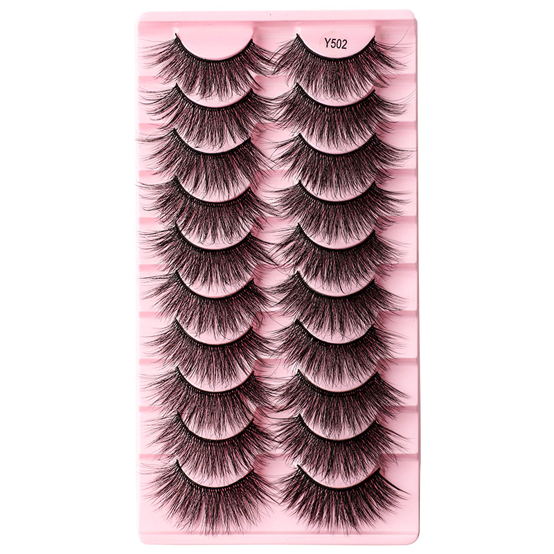 3D Faux Mink Eyelash 10 أزواج رموش كاذبة طبيعية سميكة طويلة من الرموش الطويلة مكياج ناعم مريح إعادة الاستخدام