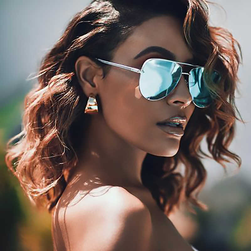 Sunglasses Luxury Mirror Sunglasses Fashion Flat Top Rose Gold Glasses Women Men Shades UV400 Sun Glasses Female Gafas De Sol G230226I