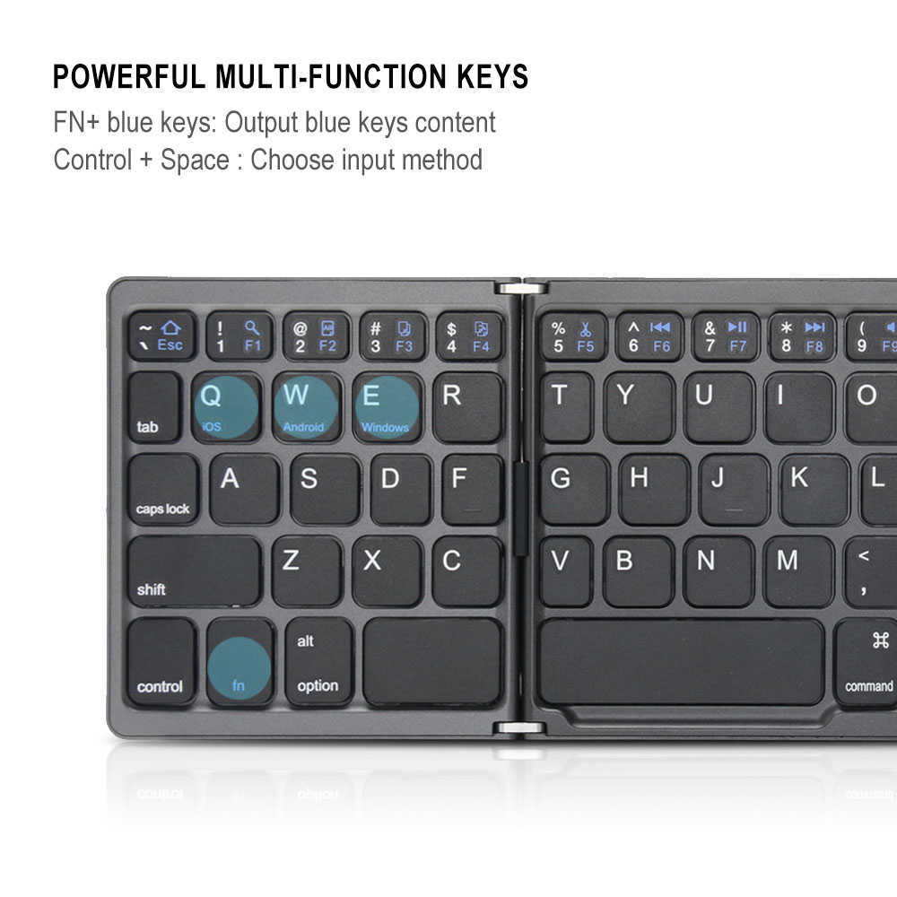 Teclados dobráveis ​​mini -wireless bluetooth keyboard inglês RussianspanisharabicheBrewportugues com touchpad para Windows Andro4648853