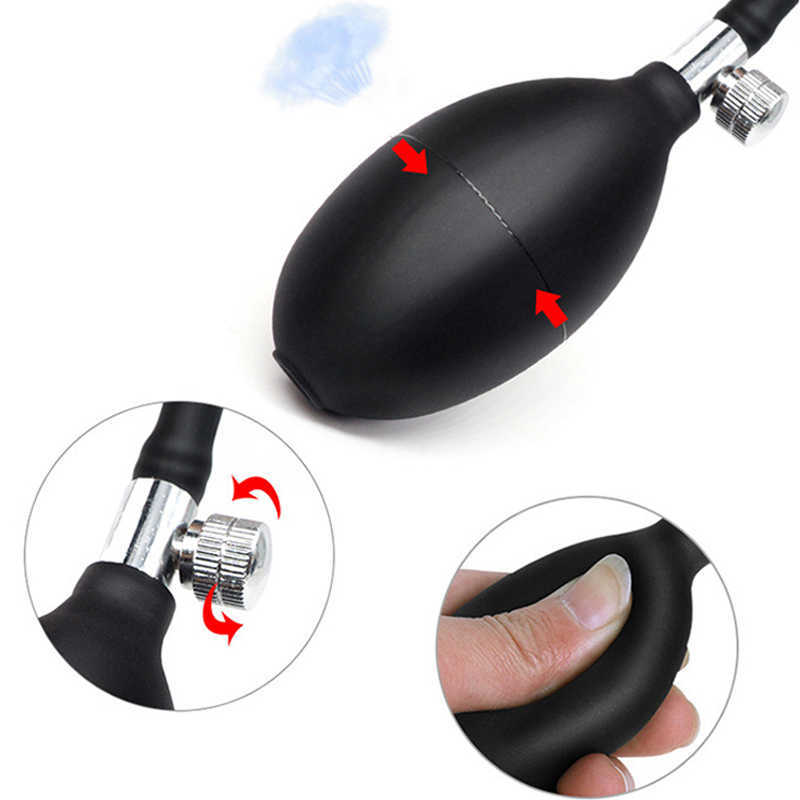 NXY Anal toys Sex Toys Women Inflatable Plug Gay Dildo Pump Silicone Huge Anus Butt Dilator Expandable Prostate Massager with Metal Ball 1125