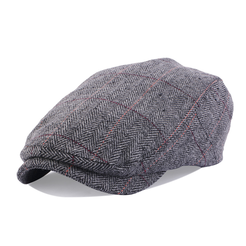 New Men Classic Plaid Stripe Newsboy Cap Mélange de laine d'hiver Flat Ivy Vintage Gatsbay Hat Irish Outdoor Cabbie Beret peintre Ha