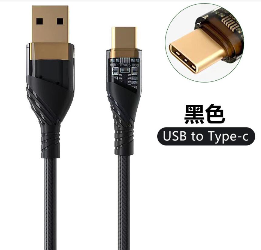 Yeni trend kablolar Creative Clear Clear Cep Telefonu Hızlı Şarj Şeffaf Tip C Hızlı Şarj USB Kablo Tipi C 3A