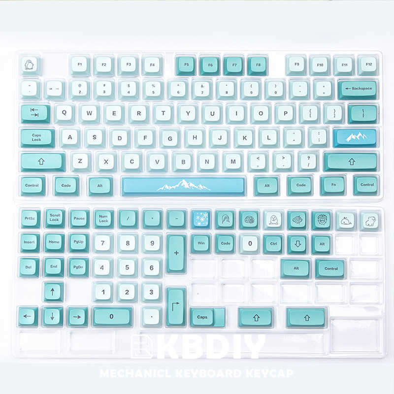 Keyboard Kbdiy 123keysProfile XDA GMK Iceberg Keycaps PBT dla DIY-Dye-Sub Niebieski niestandardowy klawiatura klawiatury dla GK61 TM680 T230215