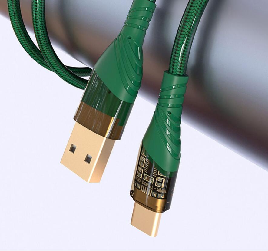 Yeni trend kablolar Creative Clear Clear Cep Telefonu Hızlı Şarj Şeffaf Tip C Hızlı Şarj USB Kablo Tipi C 3A