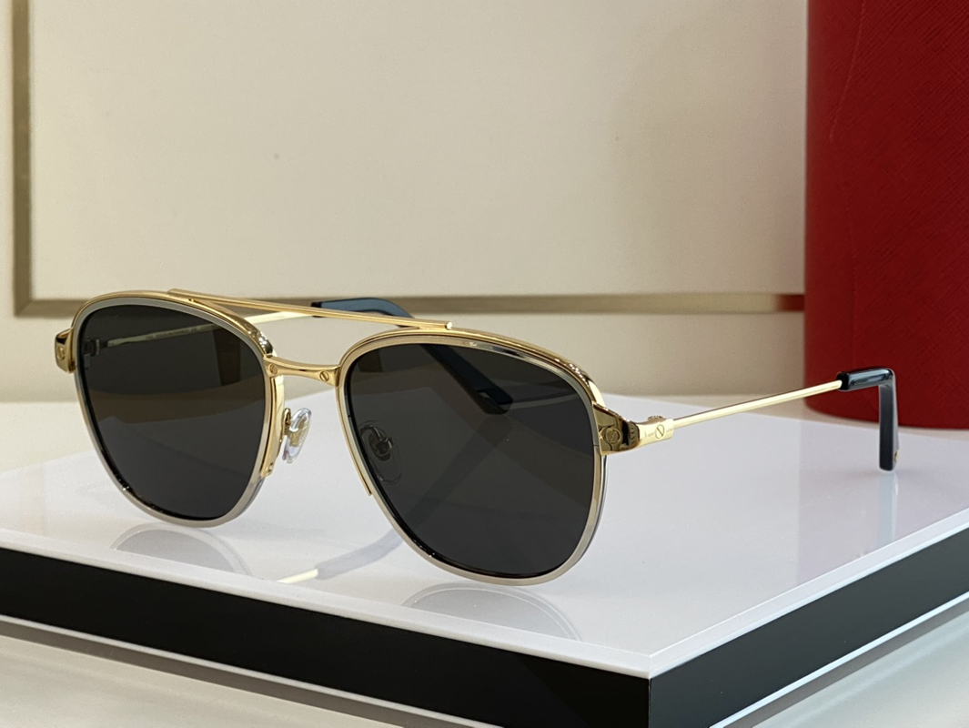Polizeibrillen, Original-Sonnenbrille für Herren, quadratische Modelle, Pilotensonnenbrille, Santos de, vergoldetes, gebürstetes Platin, zweifarbiges Metall, HD, Originalgröße 2377