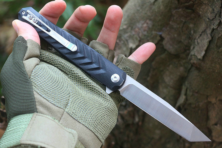 M6696 Flipper Folding Knife 8Cr13Mov Satin Blade CNC G10 Handle Ball Bearing Fast Open EDC Pocket Folder Knives