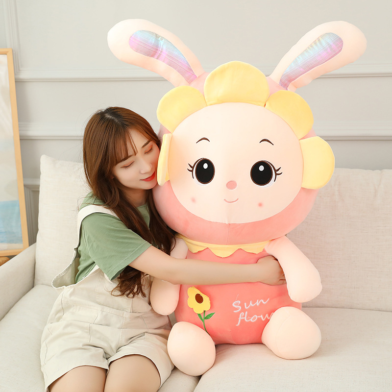 Down Cotton Rabbit Pluxus Toy Sunflower Bunny Doll Baby Pacify Doll Sleep Sleep Pillow Back Cushion Presente de P￡scoa LT0009