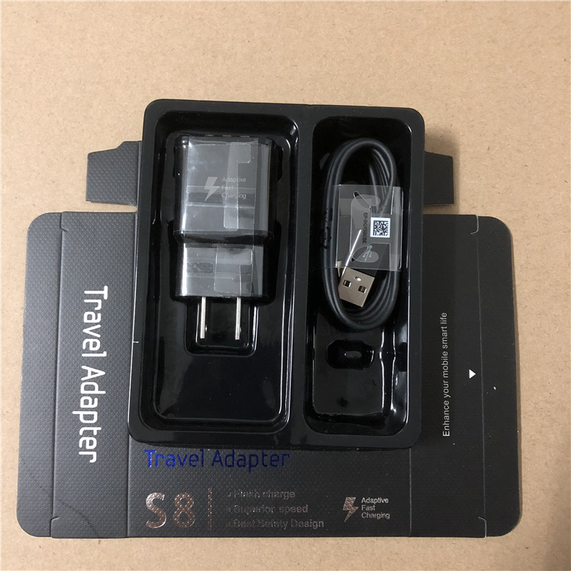 S8 TRAVAL ADAPTER FAST CHARGER US EU UK Plug Wall Chargers 2 in 1セット9V 1.67A 5V 2A小売パッケージで充電
