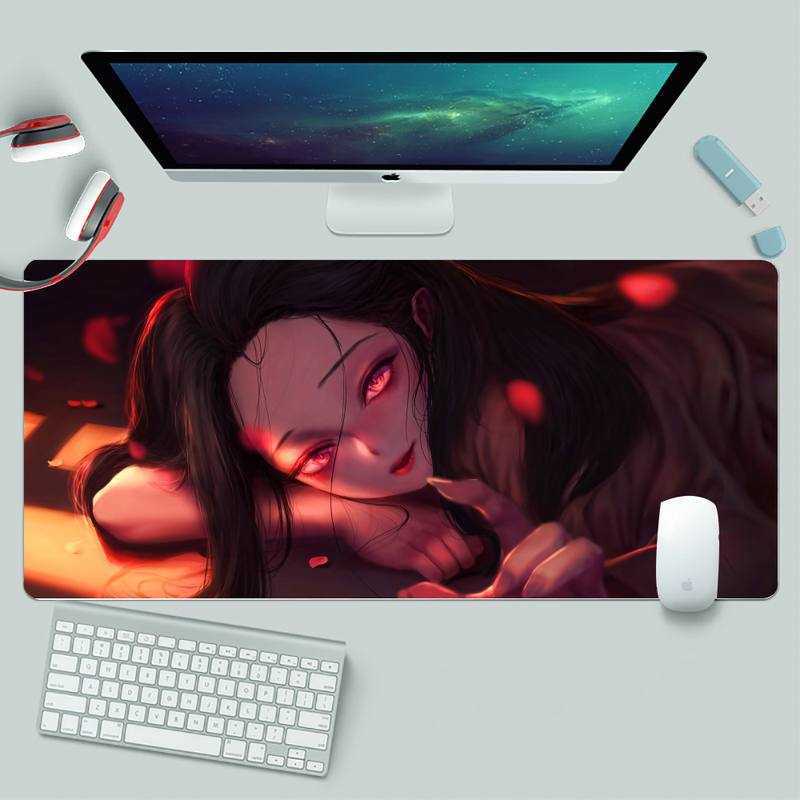 Mouse Pad Poggiapolsi Nezuko Locking Edge Mouse Pad Game XL Large Gamer Keyboard PC Desk Mat Takuo Computer Tablet Tappetino mouse T230215