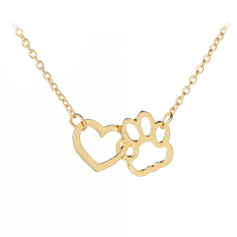 Cute Gold Bear Paw Heart Necklace Designer Silver Pendant Woman Alloy Necklaces Pendants Chain for Women Fashion Jewelry Short Chokers Accessories Friend Gift