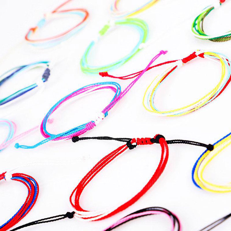 Kolorowe ręcznie tkane plecione liny przyjaźni urok bransoletki obrączki dla kobiet mężczyzn dziewczyna biżuteria plażowa