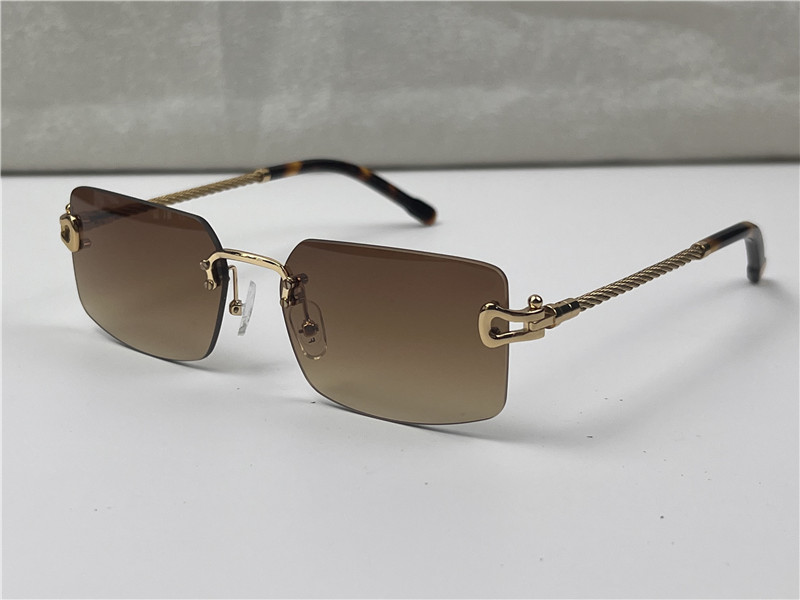 selling vintage sunglasses rimless lens braided chain and chain buckle temple glasses business fashion avant-garde uv400 light decorative eyewear 8418