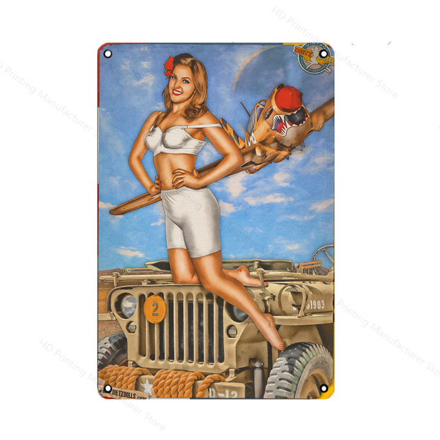 Vintage Classic Movie Tin Sign Sexy Girl Retro Metal Plate Sexy Beauty Painting Wall Decor Airplane Plaque Pin Up Poster club Man Cave Room Decoration SIZE 30X20CM w01