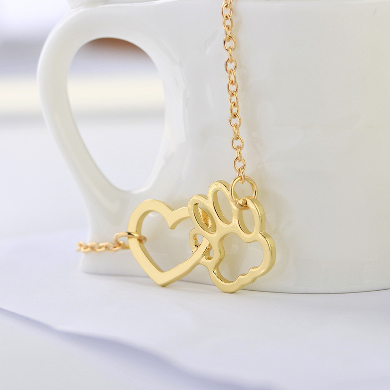 Simpatico orso d'oro zampa cuore collana designer ciondolo in argento donna lega collane pendenti catena le donne gioielli di moda girocolli corti accessori regalo amico