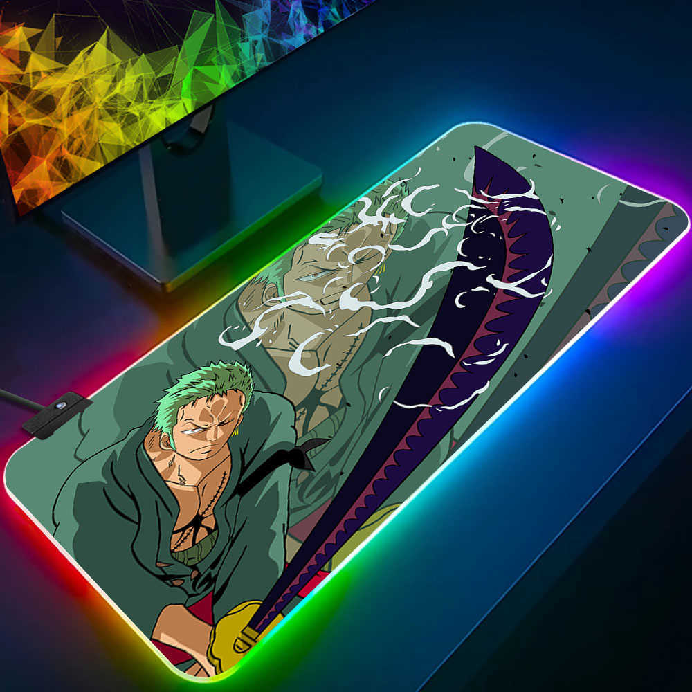 منصات الماوس معصمه يريح قطعة واحدة من Zoro RGB PC Gamer لوحة المفاتيح Mousepad LED متوهجة Mouse Mouse Mats Computer Mausepad T230215